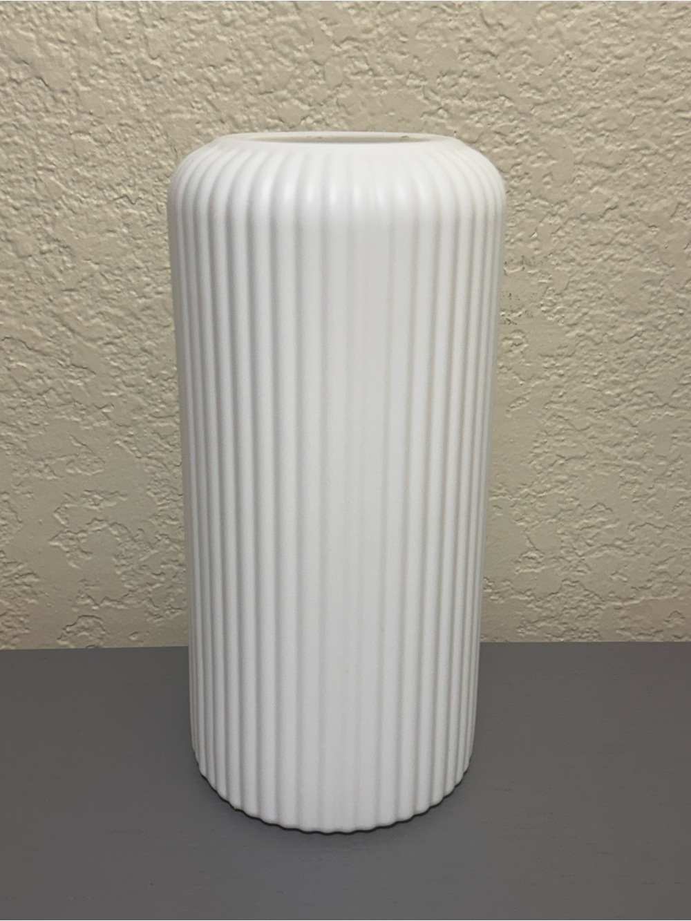 White Ribbed Plastic Vase